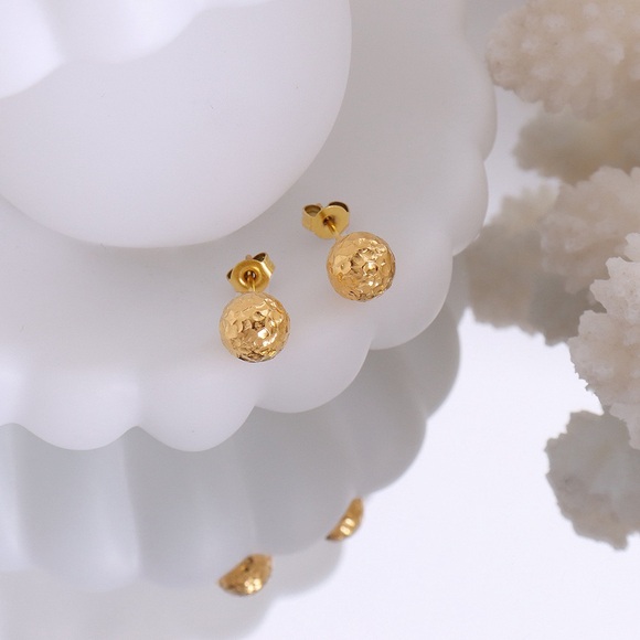 18K Gold Plated Sphere Stud Earrings*Ball Stud Earrings*Dainty Minimalist*ML - Picture 6 of 6